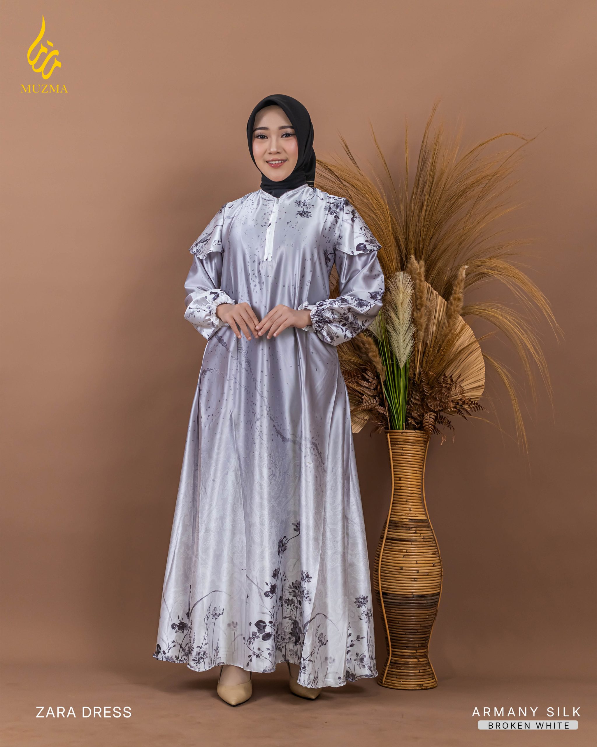 Zara Dress bahan silk yang berkesn mewah dan menawan - Gambar 3