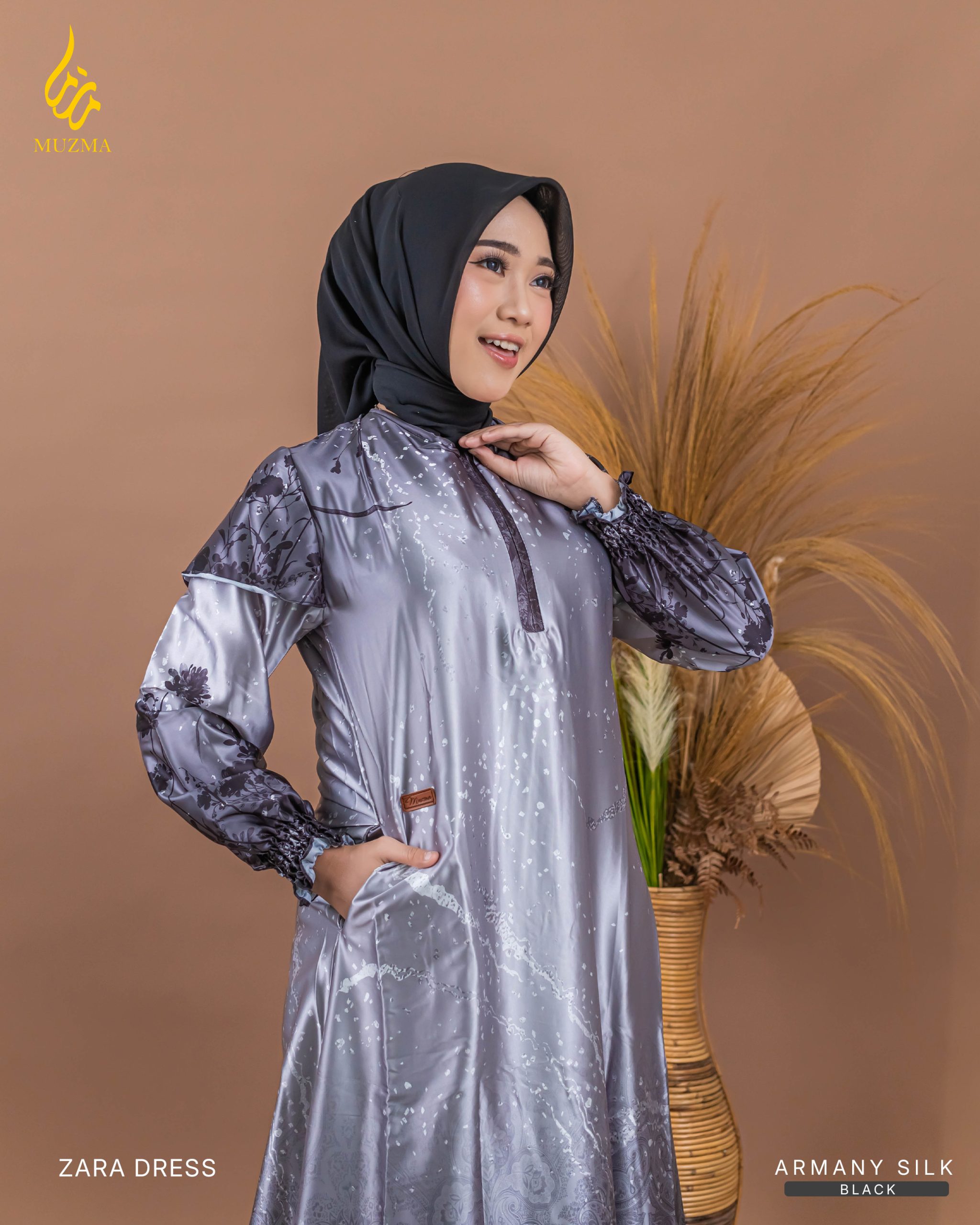 Zara Dress bahan silk yang berkesn mewah dan menawan - Gambar 4