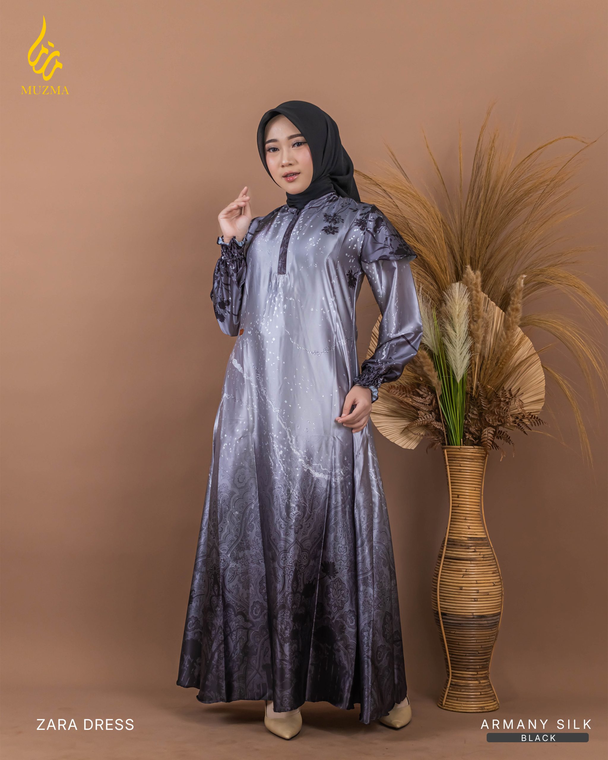 Zara Dress bahan silk yang berkesn mewah dan menawan - Gambar 8