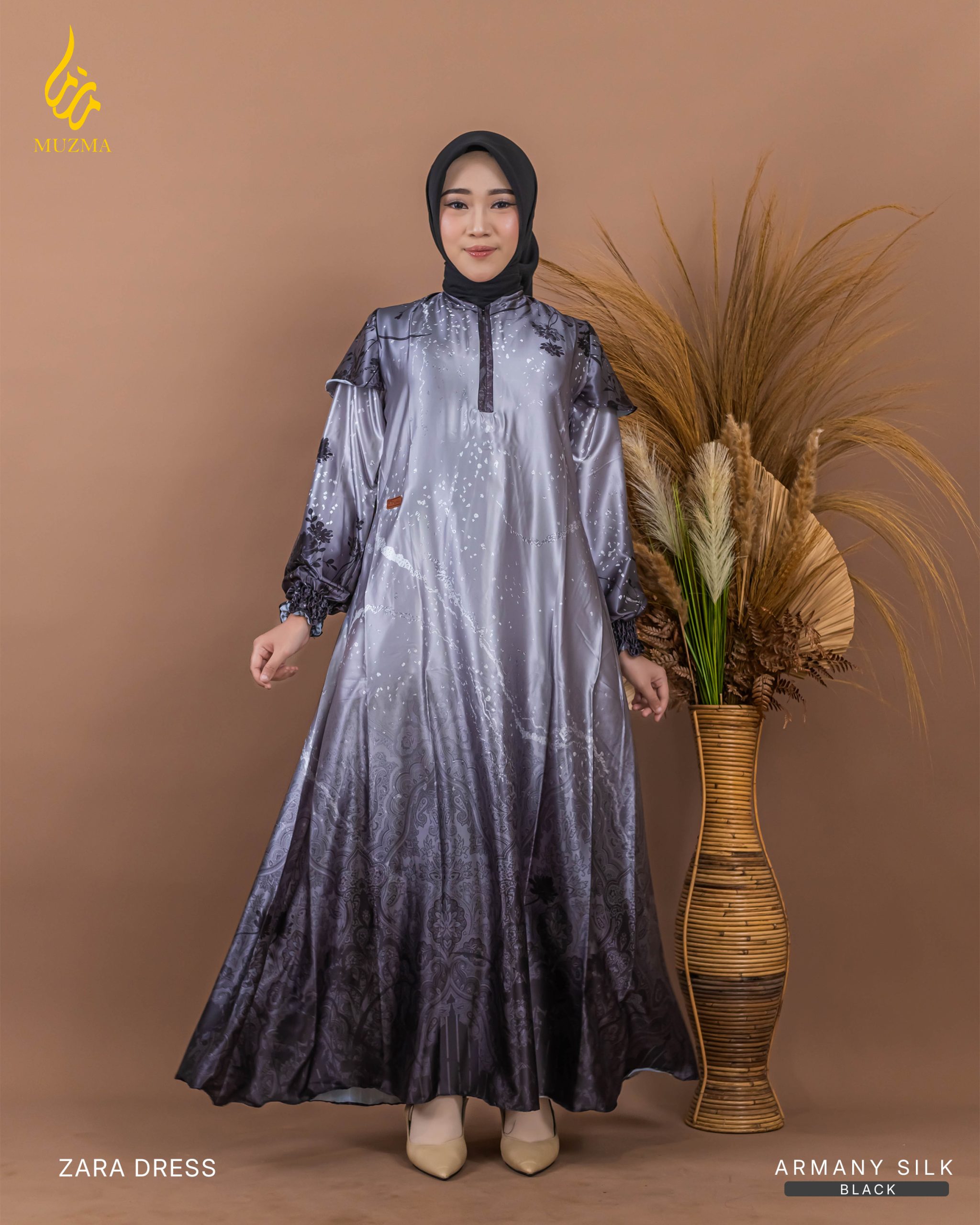 Zara Dress bahan silk yang berkesn mewah dan menawan - Gambar 7